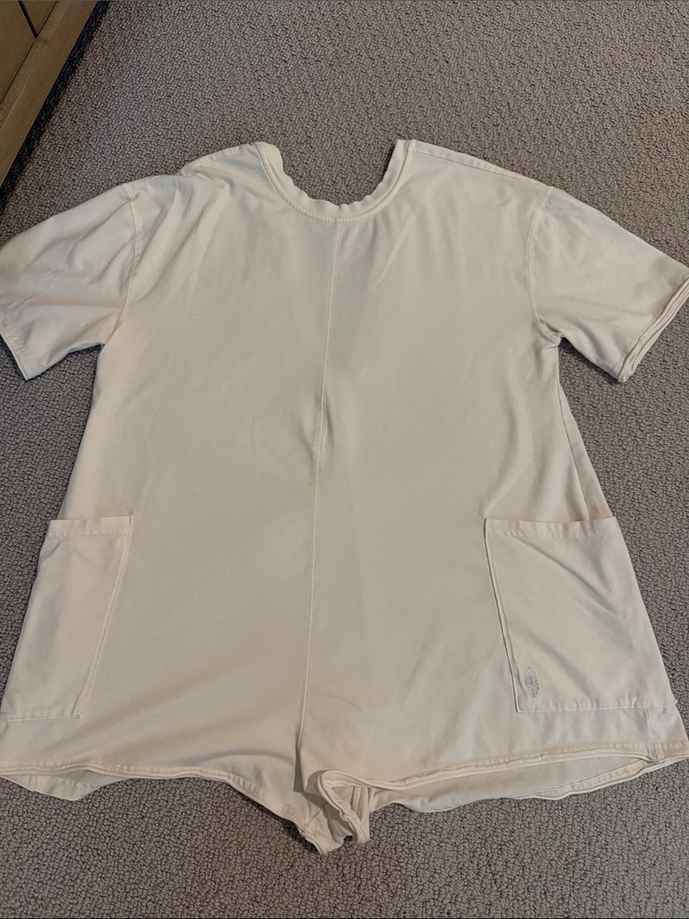 FP Movement by Free People Cream Short Romper with Front Pockets